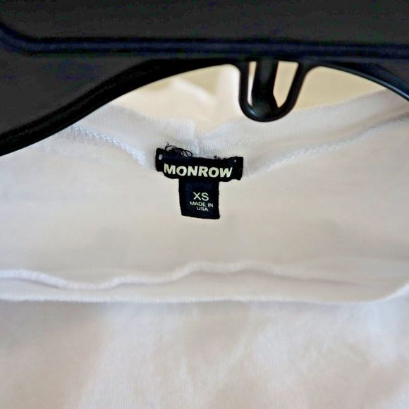 Monrow Women's Sz XS White S/S Cropped Ex-Boyfriend Crew Neck Tee Shirt - Picture 3 of 5